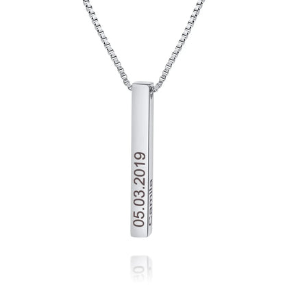 Personalized 3D Bar Necklace