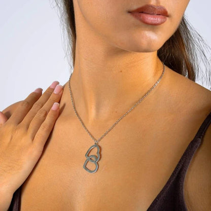 Personalized Double Heart Necklace with Two Hearts